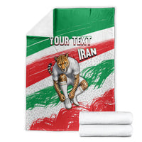 Personalized Iran Football Team Melli Blanket Iranian Cheetah Patriotic Flag