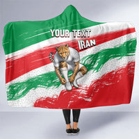 Personalized Iran Football Team Melli Hooded Blanket Iranian Cheetah Patriotic Flag