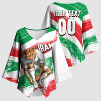 Personalized Iran Football Team Melli Kimono Sleeve Blouse Iranian Cheetah Patriotic Flag