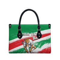 Personalized Iran Football Team Melli Leather Bag Iranian Cheetah Patriotic Flag