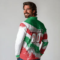 Personalized Iran Football Team Melli Long Sleeve Polo Shirt Iranian Cheetah Patriotic Flag