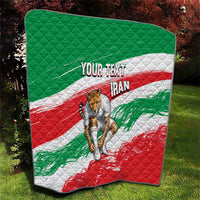 Personalized Iran Football Team Melli Quilt Iranian Cheetah Patriotic Flag