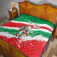 Personalized Iran Football Team Melli Quilt Iranian Cheetah Patriotic Flag