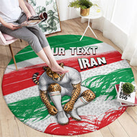 Personalized Iran Football Team Melli Round Carpet Iranian Cheetah Patriotic Flag