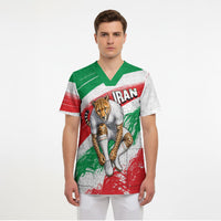 Personalized Iran Football Team Melli Scrub Top Iranian Cheetah Patriotic Flag