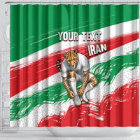 Personalized Iran Football Team Melli Shower Curtain Iranian Cheetah Patriotic Flag
