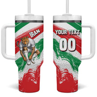 Personalized Iran Football Team Melli Tumbler With Handle Iranian Cheetah Patriotic Flag