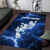 Blue Lightning Bowling Hoodie Area Rug with Striking Ball and Pins Graphic and Custom Name Design - Wonder Print Shop