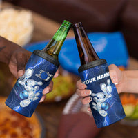 Blue Lightning Bowling Hoodie 4 in 1 Can Cooler Tumbler with Striking Ball and Pins Graphic and Custom Name Design - Wonder Print Shop