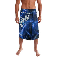 Blue Lightning Bowling Hoodie Lavalava with Striking Ball and Pins Graphic and Custom Name Design - Wonder Print Shop