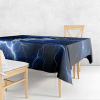 Blue Lightning Bowling Hoodie Tablecloth with Striking Ball and Pins Graphic and Custom Name Design - Wonder Print Shop