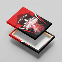 Red Bowling Strike Graphic Canvas Wall Art with Pins and Ball and Custom Name Design - Wonder Print Shop