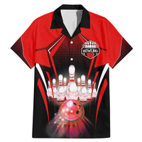 Red Bowling Strike Graphic Family Matching Mermaid Dress and Hawaiian Shirt with Pins and Ball and Custom Name Design - Wonder Print Shop