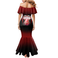 Red Bowling Strike Graphic Mermaid Dress with Pins and Ball and Custom Name Design - Wonder Print Shop