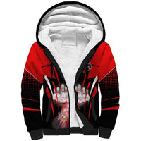 Red Bowling Strike Graphic Sherpa Hoodie with Pins and Ball and Custom Name Design - Wonder Print Shop