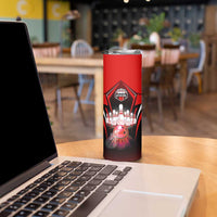 Red Bowling Strike Graphic Skinny Tumbler with Pins and Ball and Custom Name Design - Wonder Print Shop
