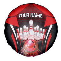 Red Bowling Strike Graphic Spare Tire Cover with Pins and Ball and Custom Name Design - Wonder Print Shop