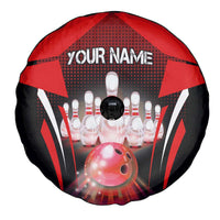 Red Bowling Strike Graphic Spare Tire Cover with Pins and Ball and Custom Name Design - Wonder Print Shop