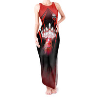 Red Bowling Strike Graphic Tank Maxi Dress with Pins and Ball and Custom Name Design - Wonder Print Shop