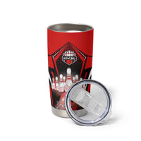 Red Bowling Strike Graphic Tumbler Cup with Pins and Ball and Custom Name Design - Wonder Print Shop