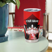 Red Bowling Strike Graphic Tumbler Cup with Pins and Ball and Custom Name Design - Wonder Print Shop