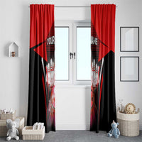 Red Bowling Strike Graphic Window Curtain with Pins and Ball and Custom Name Design - Wonder Print Shop