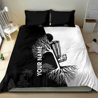 Black and White Disc Golf Tree Graphic Bedding Set with Roots Silhouette and Custom Name Design - Wonder Print Shop