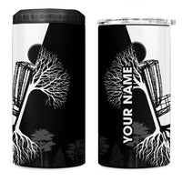 Black and White Disc Golf Tree Graphic 4 in 1 Can Cooler Tumbler with Roots Silhouette and Custom Name Design - Wonder Print Shop
