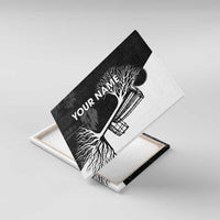 Black and White Disc Golf Tree Graphic Canvas Wall Art with Roots Silhouette and Custom Name Design - Wonder Print Shop