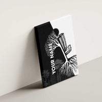 Black and White Disc Golf Tree Graphic Canvas Wall Art with Roots Silhouette and Custom Name Design - Wonder Print Shop