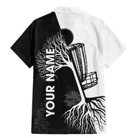 Black and White Disc Golf Tree Graphic Family Matching Mermaid Dress and Hawaiian Shirt with Roots Silhouette and Custom Name Design - Wonder Print Shop