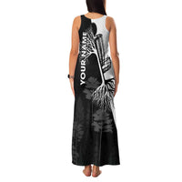 Black and White Disc Golf Tree Graphic Family Matching Tank Maxi Dress and Hawaiian Shirt with Roots Silhouette and Custom Name Design - Wonder Print Shop
