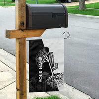 Black and White Disc Golf Tree Graphic Garden Flag with Roots Silhouette and Custom Name Design - Wonder Print Shop