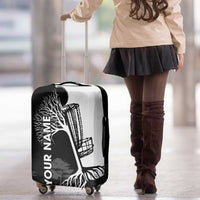 Black and White Disc Golf Tree Graphic Luggage Cover with Roots Silhouette and Custom Name Design - Wonder Print Shop