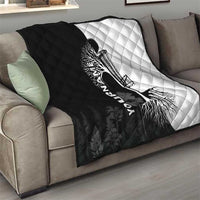 Black and White Disc Golf Tree Graphic Quilt with Roots Silhouette and Custom Name Design - Wonder Print Shop