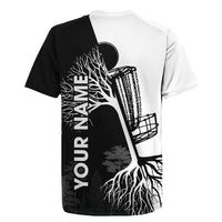 Black and White Disc Golf Tree Graphic Rugby Jersey with Roots Silhouette and Custom Name Design - Wonder Print Shop
