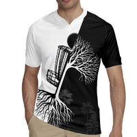 Black and White Disc Golf Tree Graphic Rugby Jersey with Roots Silhouette and Custom Name Design - Wonder Print Shop
