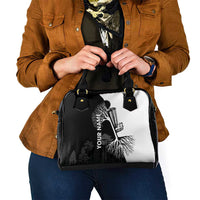 Black and White Disc Golf Tree Graphic Shoulder Handbag with Roots Silhouette and Custom Name Design - Wonder Print Shop