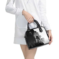 Black and White Disc Golf Tree Graphic Shoulder Handbag with Roots Silhouette and Custom Name Design - Wonder Print Shop