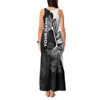Black and White Disc Golf Tree Graphic Tank Maxi Dress with Roots Silhouette and Custom Name Design - Wonder Print Shop