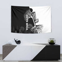 Black and White Disc Golf Tree Graphic Tapestry with Roots Silhouette and Custom Name Design - Wonder Print Shop
