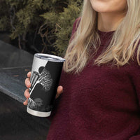 Black and White Disc Golf Tree Graphic Tumbler Cup with Roots Silhouette and Custom Name Design - Wonder Print Shop