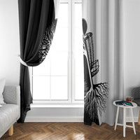 Black and White Disc Golf Tree Graphic Window Curtain with Roots Silhouette and Custom Name Design - Wonder Print Shop