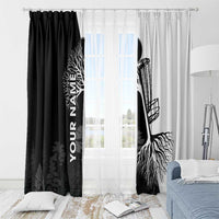 Black and White Disc Golf Tree Graphic Window Curtain with Roots Silhouette and Custom Name Design - Wonder Print Shop