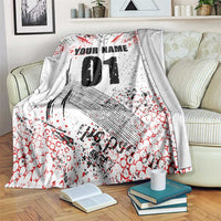 Motocross Rider Blanket with Abstract Grunge Brush and Custom Number in Red and Black Splatter Design - Wonder Print Shop