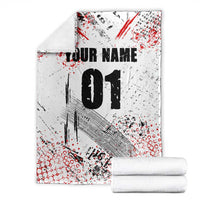 Motocross Rider Blanket with Abstract Grunge Brush and Custom Number in Red and Black Splatter Design - Wonder Print Shop