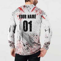 Motocross Rider Button Sweatshirt with Abstract Grunge Brush and Custom Number in Red and Black Splatter Design - Wonder Print Shop