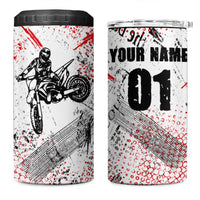 Motocross Rider 4 in 1 Can Cooler Tumbler with Abstract Grunge Brush and Custom Number in Red and Black Splatter Design - Wonder Print Shop