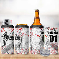 Motocross Rider 4 in 1 Can Cooler Tumbler with Abstract Grunge Brush and Custom Number in Red and Black Splatter Design - Wonder Print Shop
