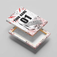 Motocross Rider Canvas Wall Art with Abstract Grunge Brush and Custom Number in Red and Black Splatter Design - Wonder Print Shop